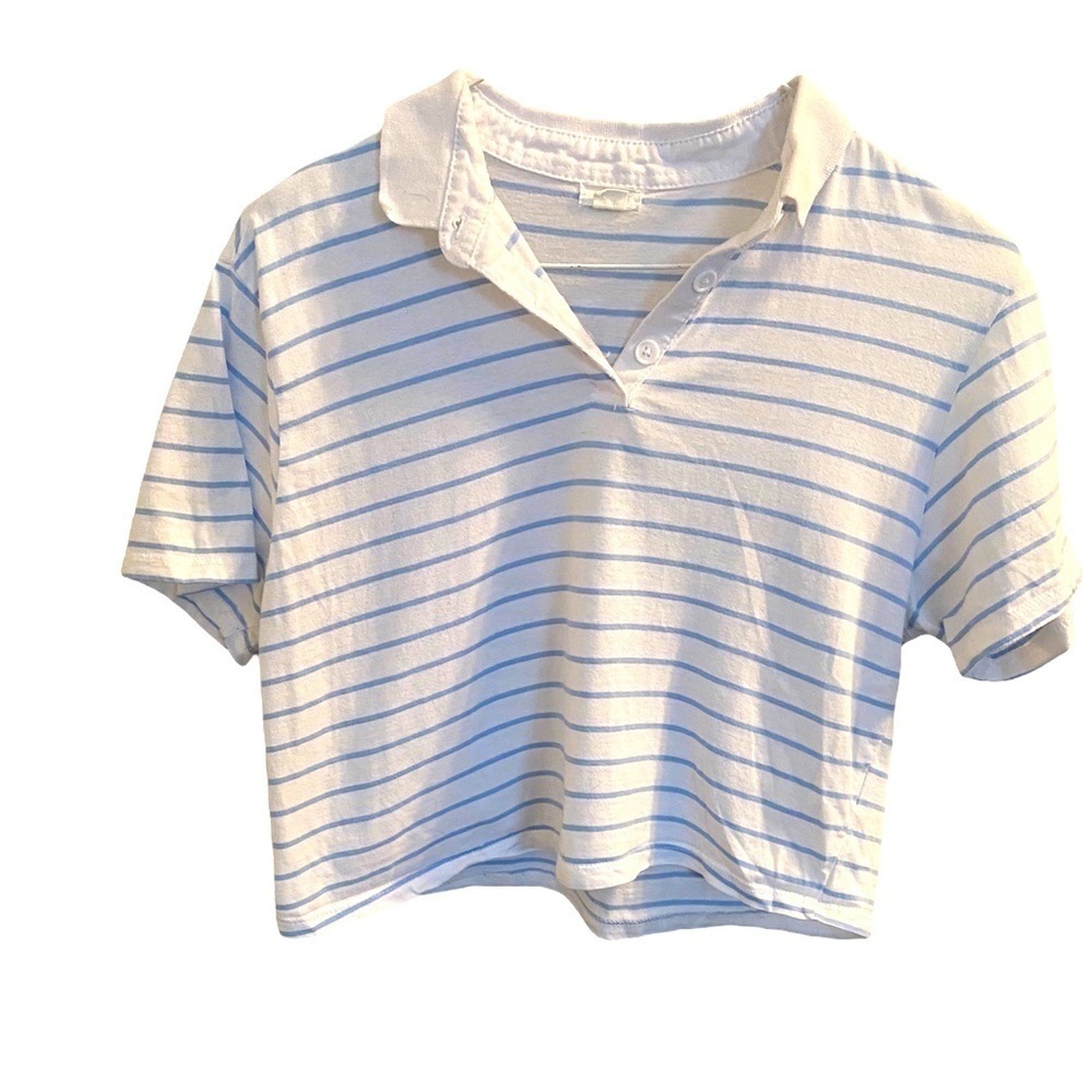 Garage Blue White Striped Shirt XS